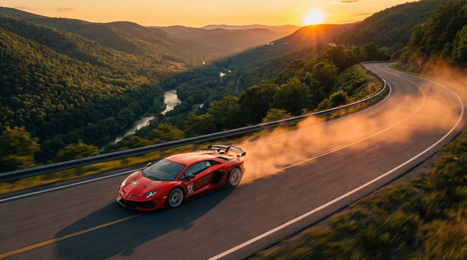 麻豆视频：红色Aventador SVJ山路激驾